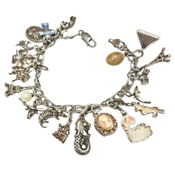 Vintage Sterling Silver Traveler´s Charm Bracelet,...